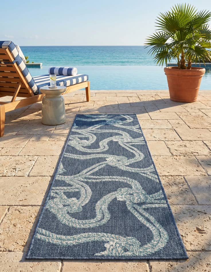 Detail image of 2' x 6' Easy-Clean Coastal Indoor / Outdoor Runner Rug