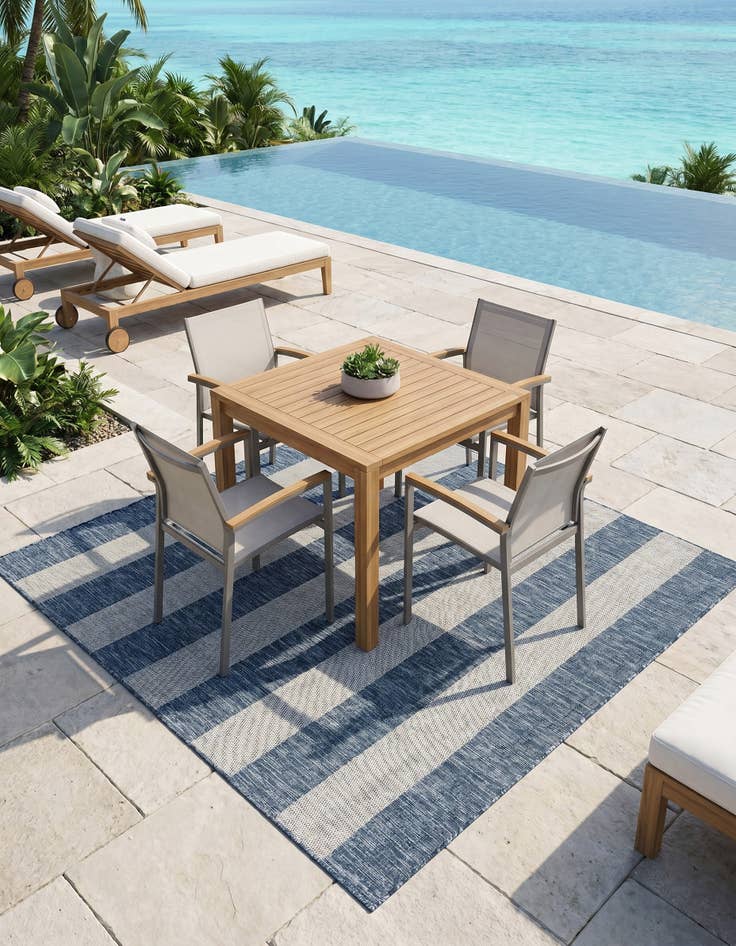 Detail image of 6' x 6' Easy-Clean Ribbon Indoor / Outdoor Square Rug