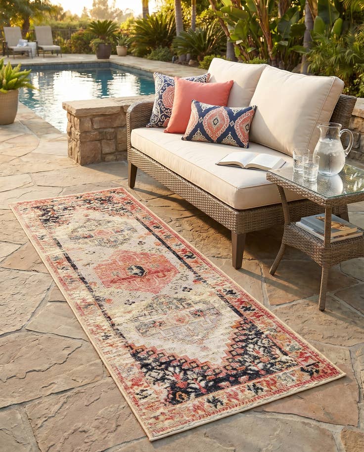 Detail image of 2' x 5' Easy-Clean Traditional Indoor / Outdoor Runner Rug