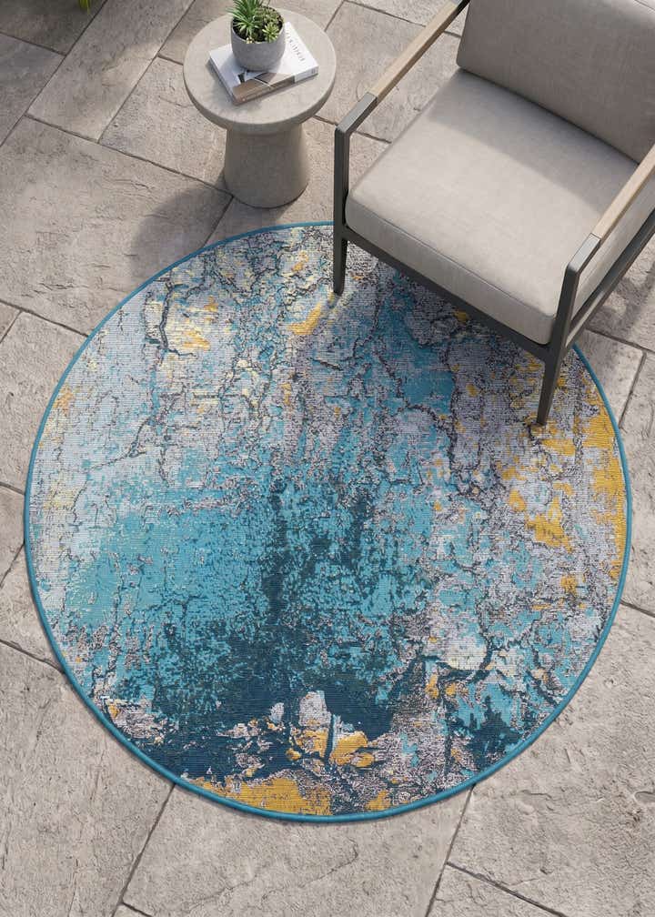 4' x 4' Easy-Clean Modern Indoor / Outdoor Round Rug