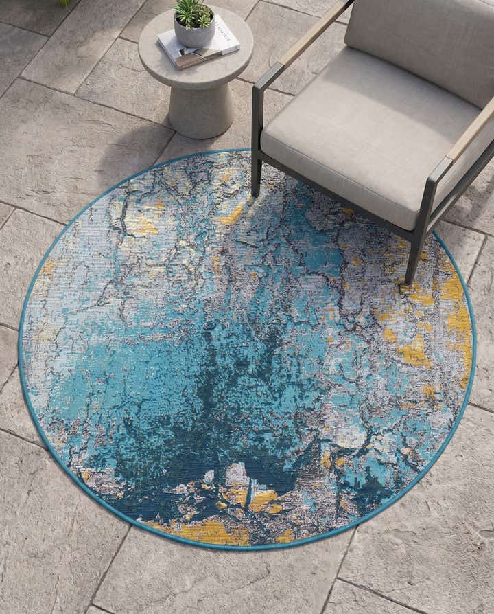 4' x 4' Easy-Clean Modern Indoor / Outdoor Round Rug