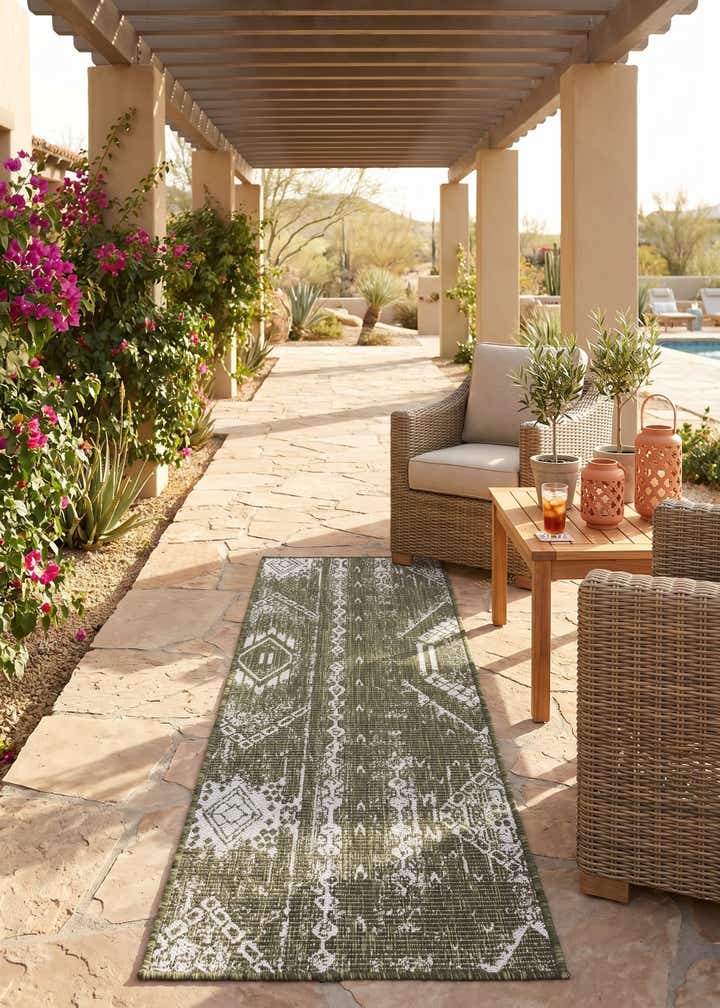 2' x 6' Easy-Clean Bohemian Indoor / Outdoor Runner Rug