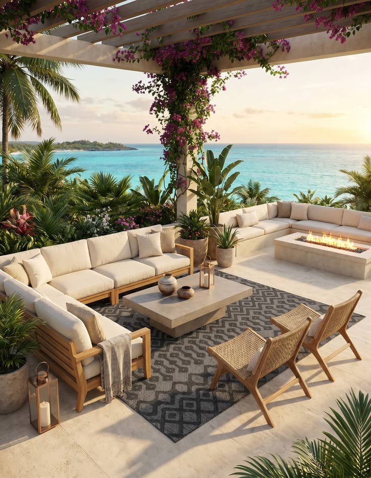 Detail image of 7' 10 x 7' 10 Easy-Clean Trellis Textured Indoor / Outdoor Square Rug