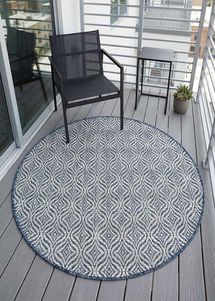 4' x 4' Easy-Clean Trellis Indoor / Outdoor Round Rug