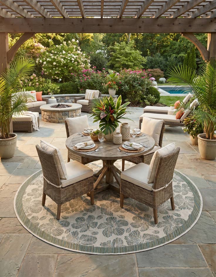 Detail image of 10' x 10' Easy-Clean Baja Indoor / Outdoor Round Rug