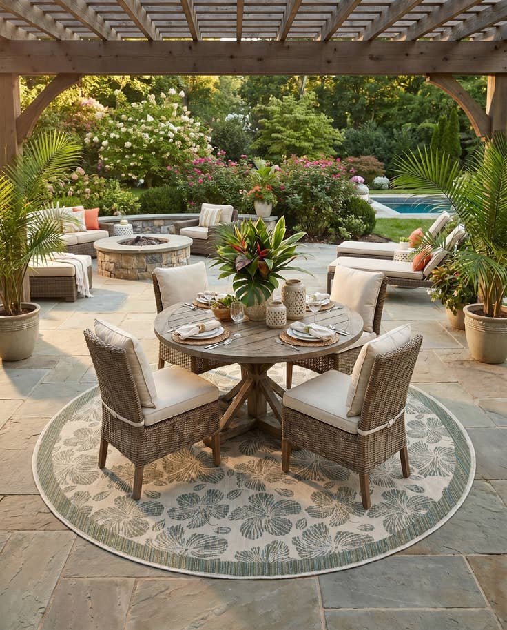 Detail image of 10' x 10' Easy-Clean Baja Indoor / Outdoor Round Rug