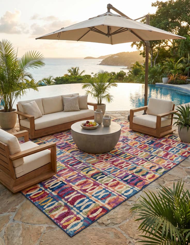 Detail image of 10' x 14' Easy-Clean Modern Indoor / Outdoor Rug
