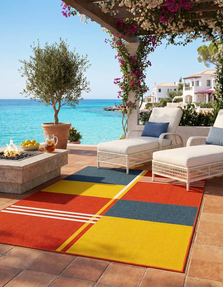 Detail image of 6' x 9' Easy-Clean Modern Indoor / Outdoor Rug