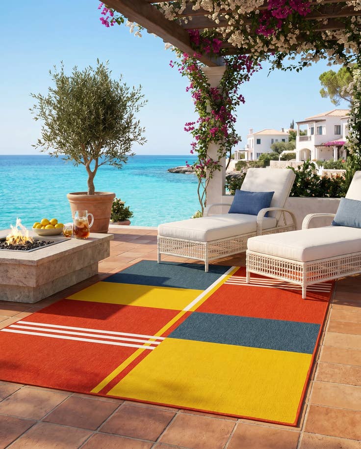 Detail image of 6' x 9' Easy-Clean Modern Indoor / Outdoor Rug