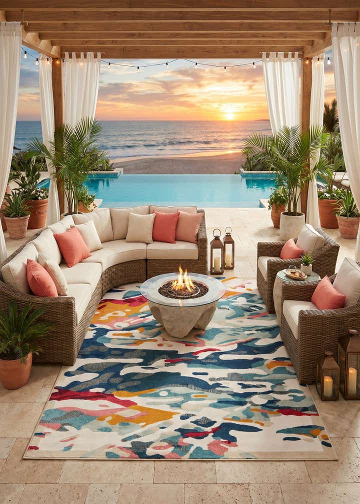 7' 10 x 10' Easy-Clean Casablanca Indoor / Outdoor Rug