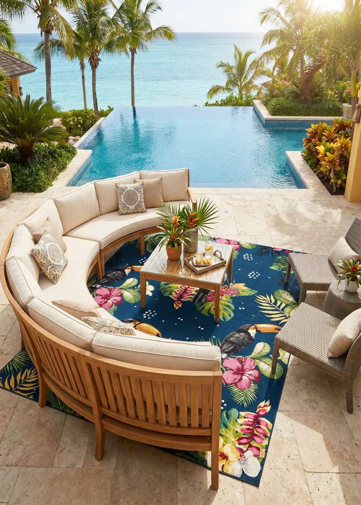 7' 10 x 10' Easy-Clean Botanical Indoor / Outdoor Rug