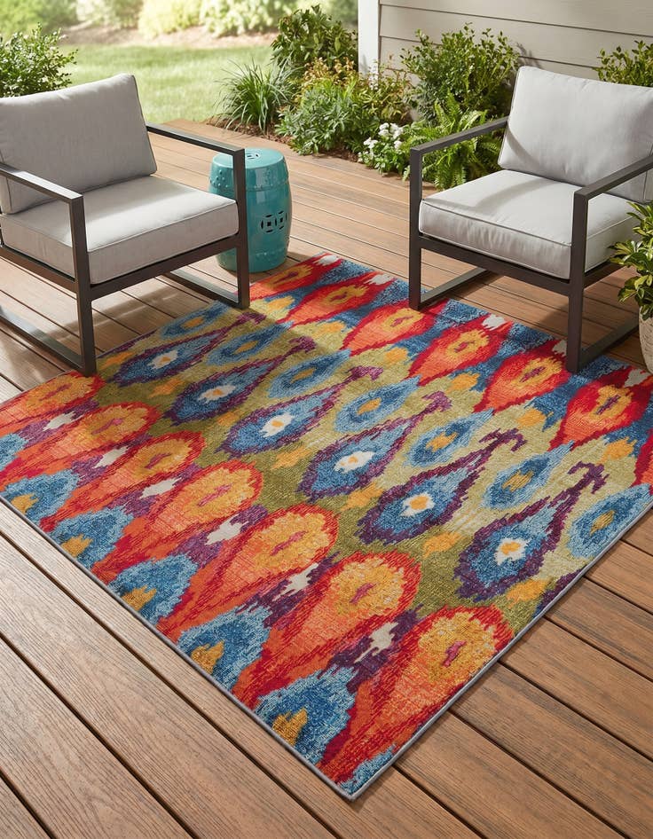 Detail image of 5' 3 x 5' 3 Easy-Clean Modern Indoor / Outdoor Square Rug
