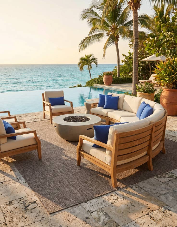 Detail image of 7' 10 x 11' Easy-Clean Solid Indoor / Outdoor Rug