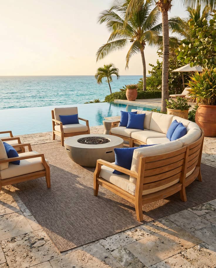 Detail image of 7' 10 x 11' Easy-Clean Solid Indoor / Outdoor Rug