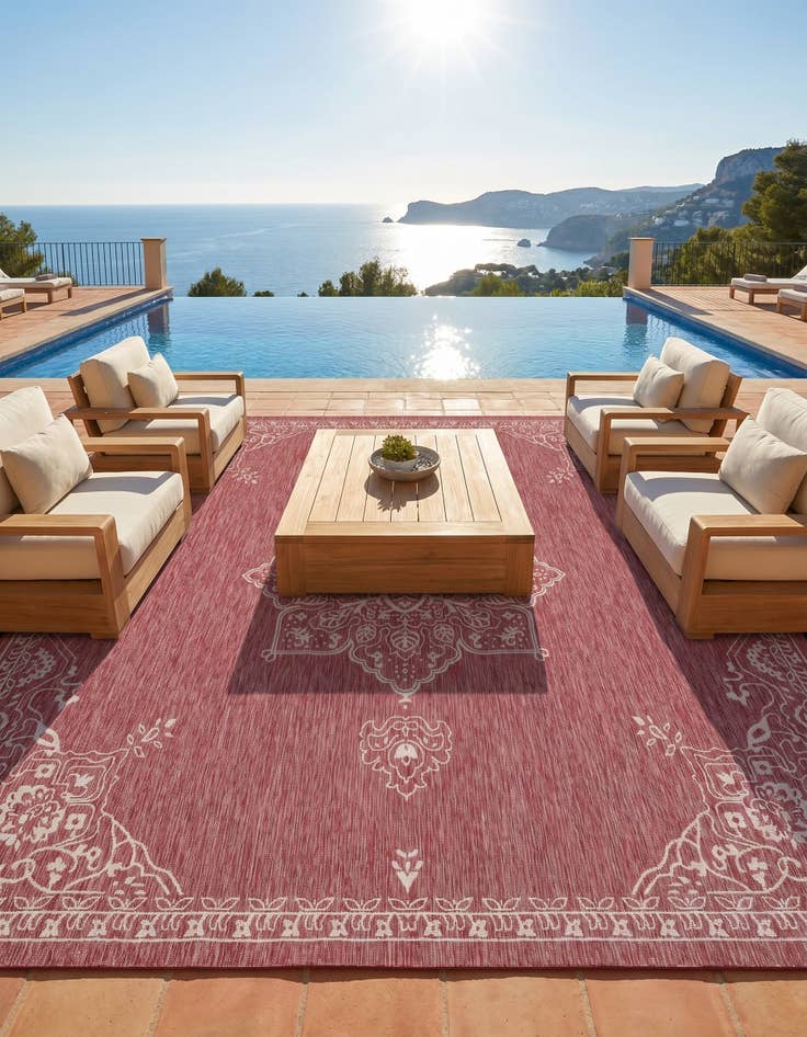 Detail image of 13' x 13' Easy-Clean Traditional Indoor / Outdoor Square Rug