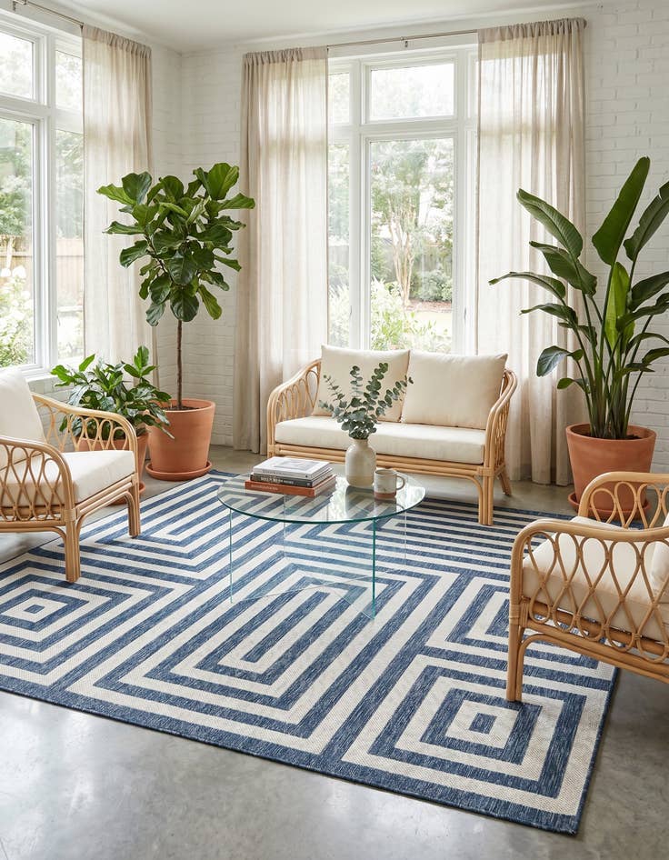 Detail image of 10' x 10' Easy-Clean Modern Indoor / Outdoor Square Rug