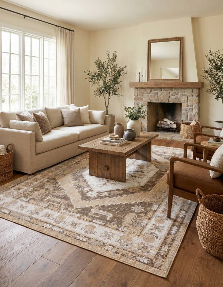 Detail image of 7' 10 x 11' Easy-Clean Traditional Indoor / Outdoor Rug