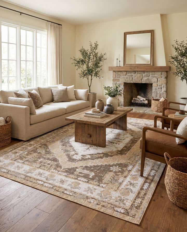 7' 10 x 11' Easy-Clean Traditional Indoor / Outdoor Rug