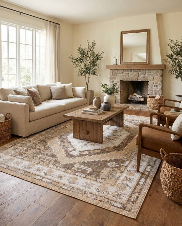 Detail image of 7' 10 x 11' Easy-Clean Traditional Indoor / Outdoor Rug
