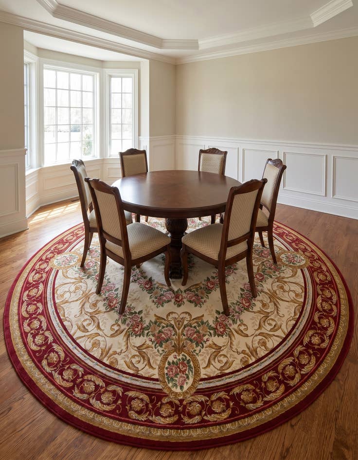 Detail image of 10' x 10' Easy-Clean Traditional Indoor / Outdoor Round Rug