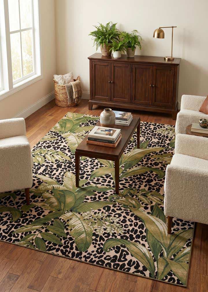 7' 10 x 10' Easy-Clean Botanical Indoor / Outdoor Rug