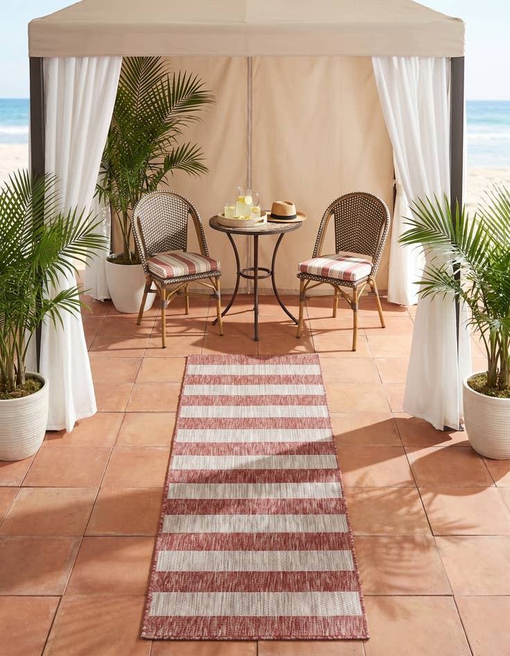 Detail image of 2' x 6' Easy-Clean Striped Indoor / Outdoor Runner Rug