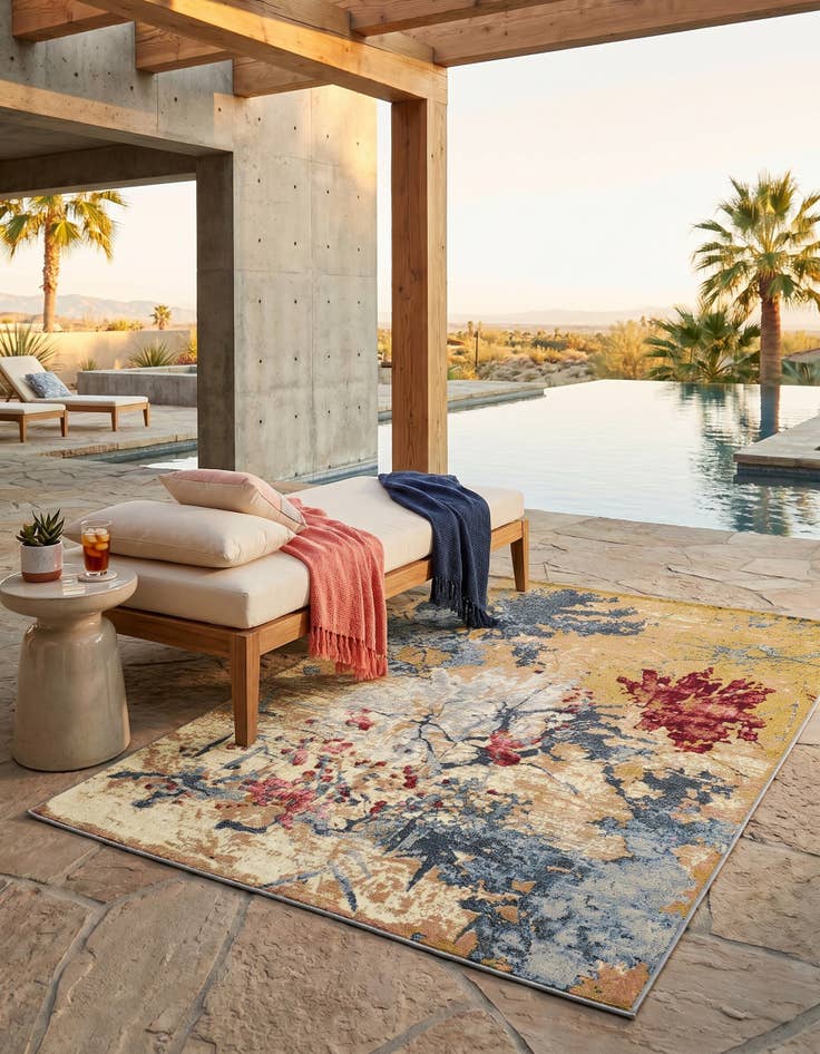 Detail image of 4' x 6' Easy-Clean Modern Indoor / Outdoor Rug