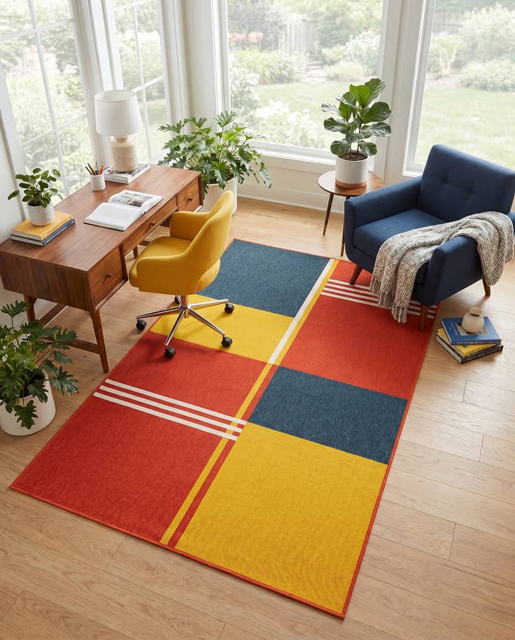 Detail image of 5' 3 x 8' Easy-Clean Modern Indoor / Outdoor Rug