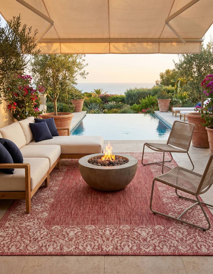 Detail image of 7' 10 x 11' Easy-Clean Border Indoor / Outdoor Rug