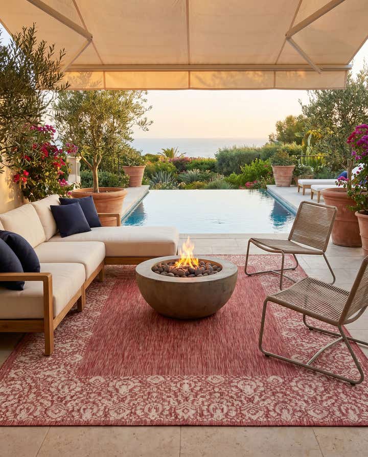 7' 10 x 11' Easy-Clean Border Indoor / Outdoor Rug