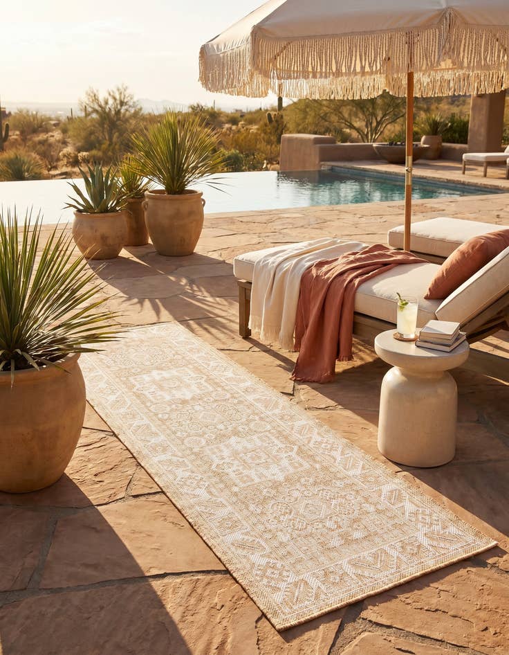 Detail image of 2' x 6' Easy-Clean Aztec Indoor / Outdoor Runner Rug