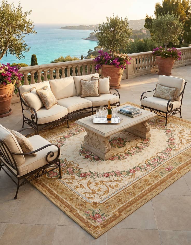 Detail image of 9' x 12' Easy-Clean Traditional Indoor / Outdoor Rug