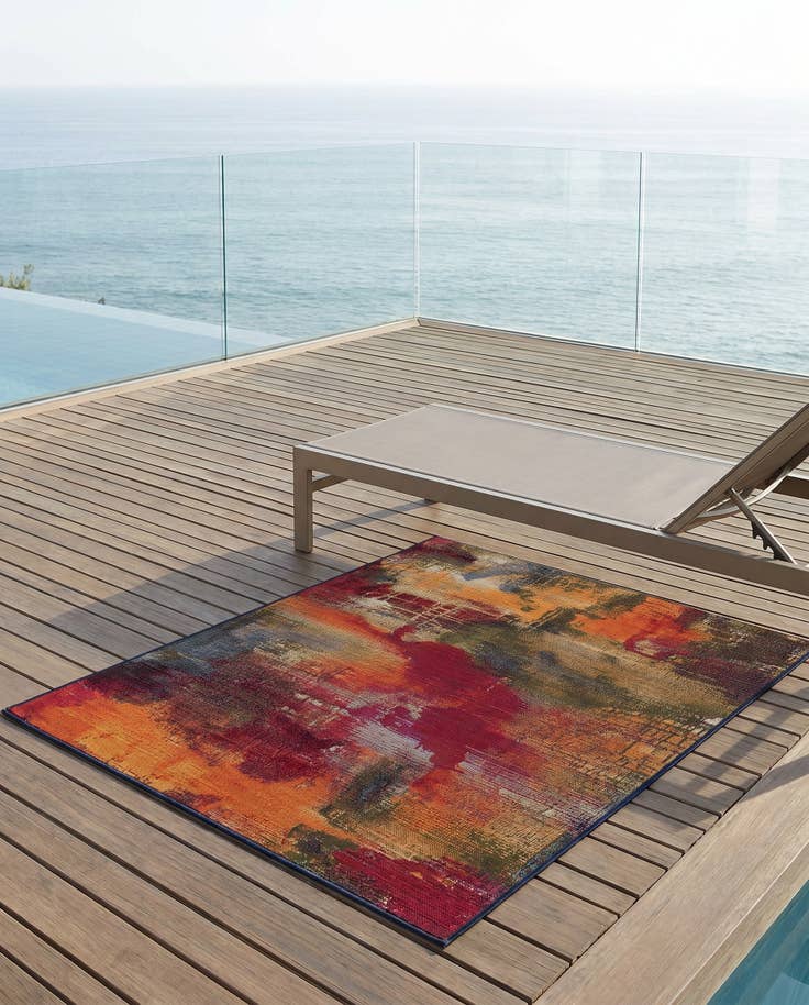Detail image of 3' 3 x 5' 3 Easy-Clean Modern Indoor / Outdoor Rug