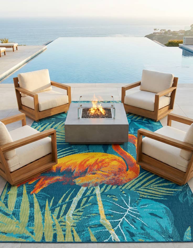 Detail image of 7' 10 x 7' 10 Easy-Clean Coastal Indoor / Outdoor Square Rug