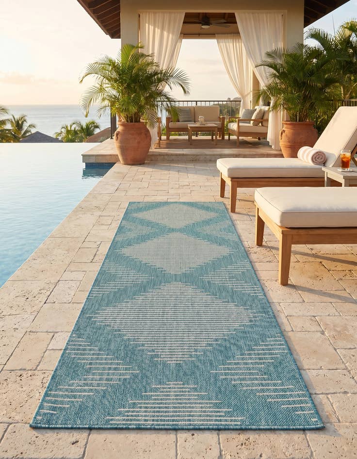 Detail image of 2' x 8' Easy-Clean Modern Indoor / Outdoor Runner Rug