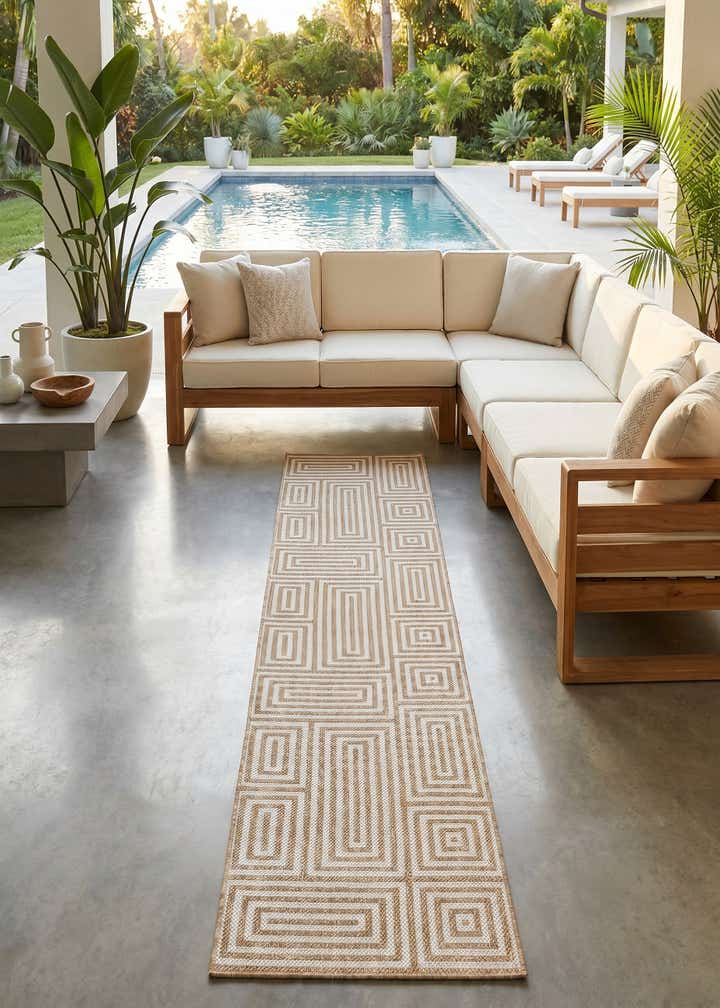 2' 7 x 12' Easy-Clean Modern Indoor / Outdoor Runner Rug