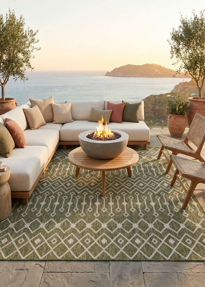 7' 10 x 7' 10 Easy-Clean Lattice Indoor / Outdoor Square Rug