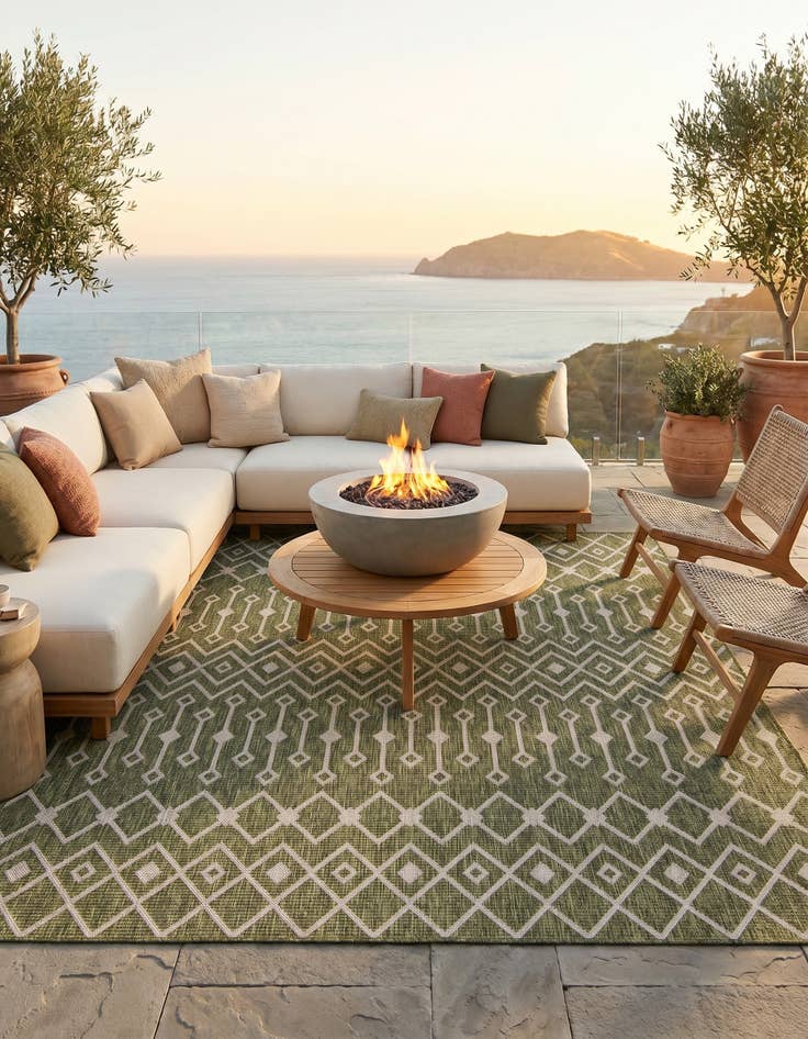 Detail image of 7' 10 x 7' 10 Easy-Clean Lattice Indoor / Outdoor Square Rug
