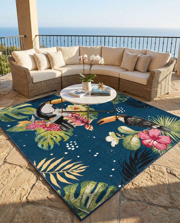 6' x 6' Easy-Clean Botanical Indoor / Outdoor Square Rug