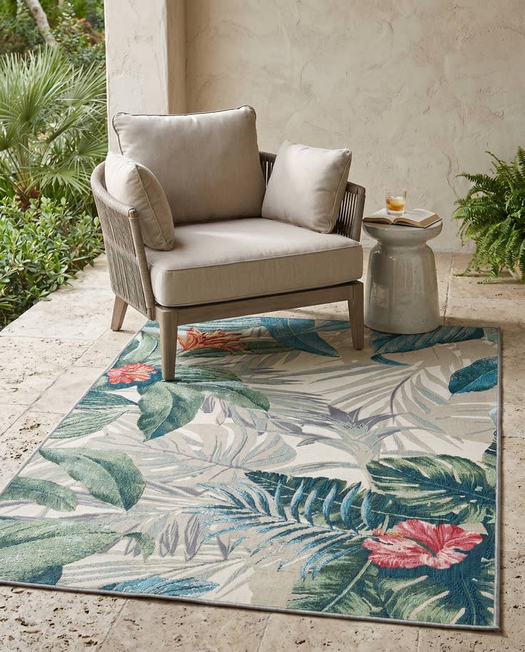 Detail image of 3' 3 x 5' 3 Easy-Clean Botanical Indoor / Outdoor Rug