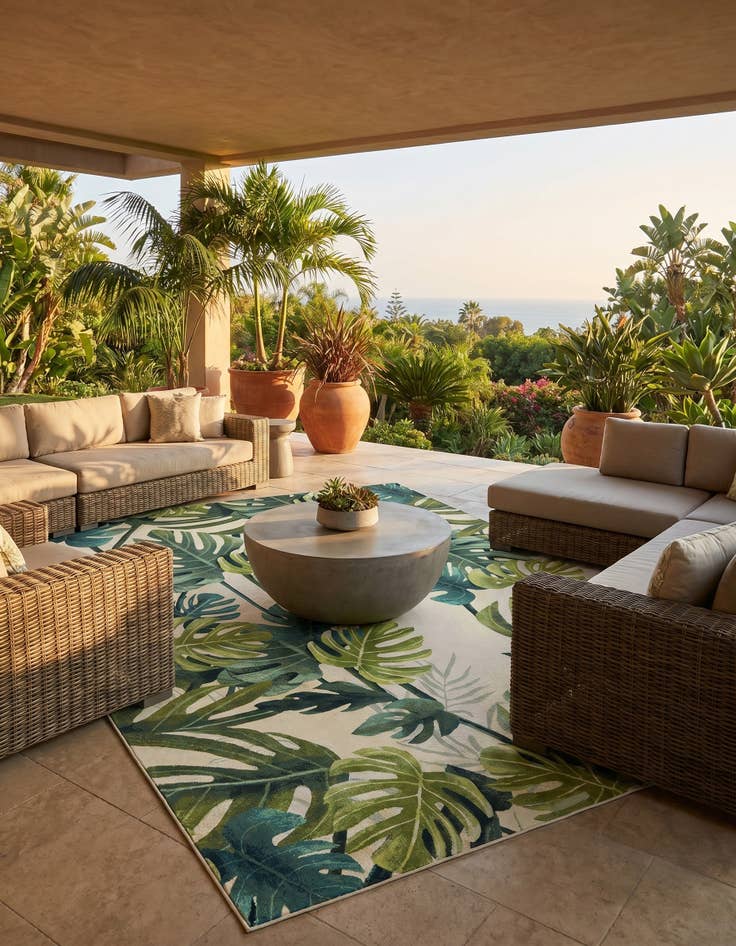 Detail image of 10' x 13' Easy-Clean Botanical Indoor / Outdoor Rug