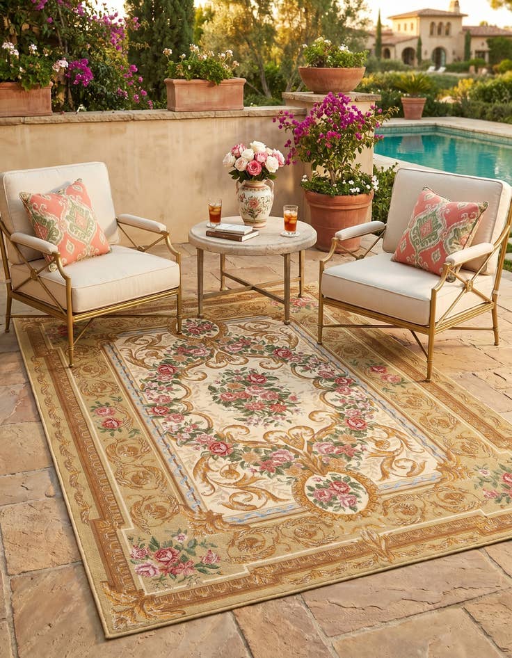 Detail image of 5' x 7' Easy-Clean Traditional Indoor / Outdoor Rug