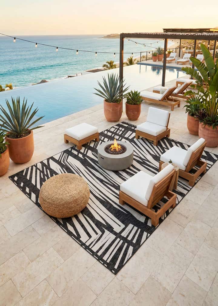 9' x 12' Easy-Clean Modern Indoor / Outdoor Rug