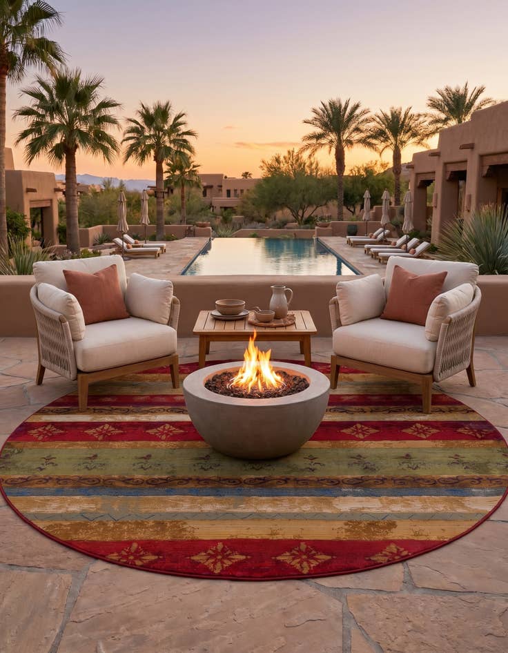 Detail image of 10' x 10' Easy-Clean Modern Indoor / Outdoor Round Rug