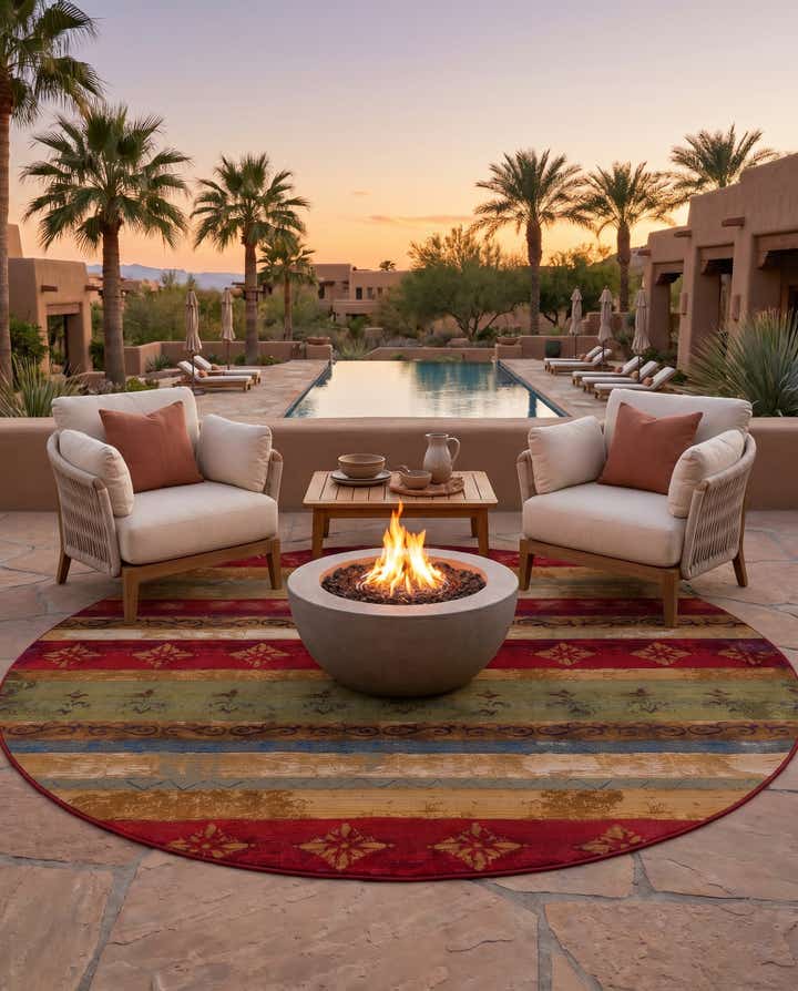 10' x 10' Easy-Clean Modern Indoor / Outdoor Round Rug
