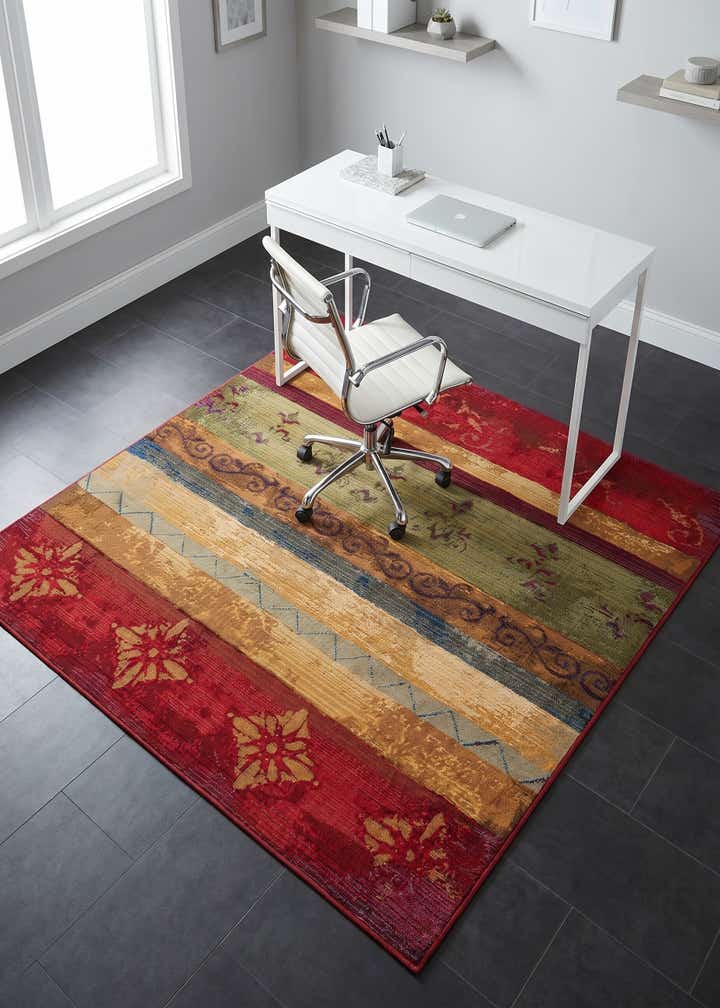 5' 3 x 5' 3 Easy-Clean Modern Indoor / Outdoor Square Rug
