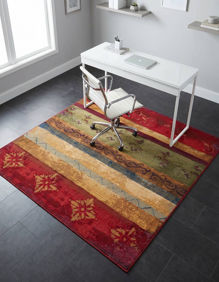 Detail image of 5' 3 x 5' 3 Easy-Clean Modern Indoor / Outdoor Square Rug