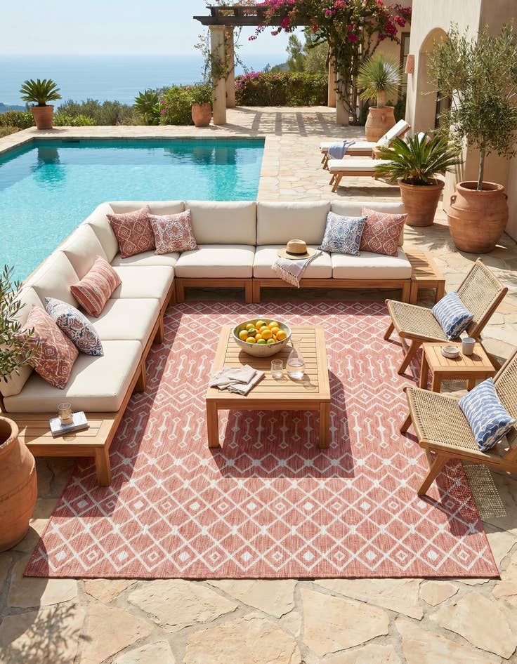 Detail image of 9' x 12' Easy-Clean Trellis Indoor / Outdoor Rug