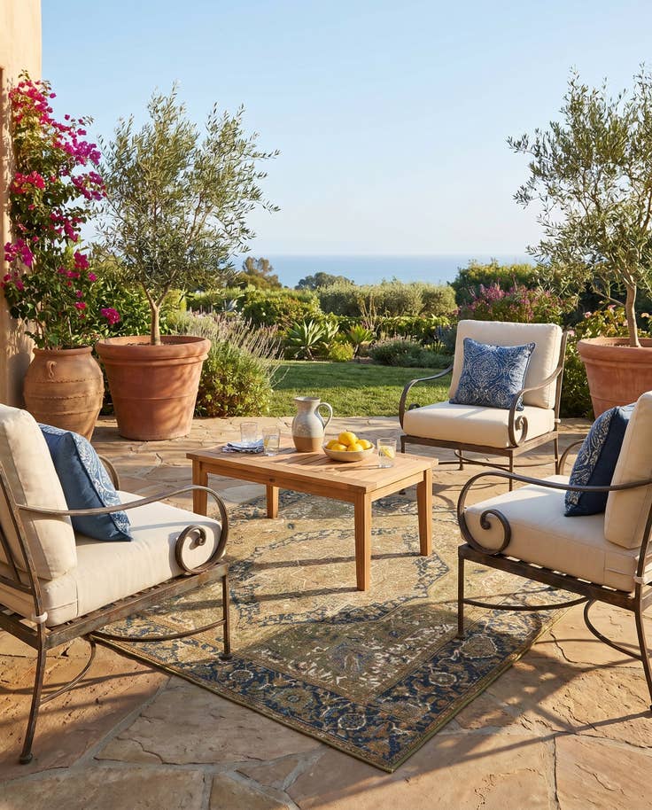 Detail image of 6' x 6' Easy-Clean Traditional Indoor / Outdoor Square Rug