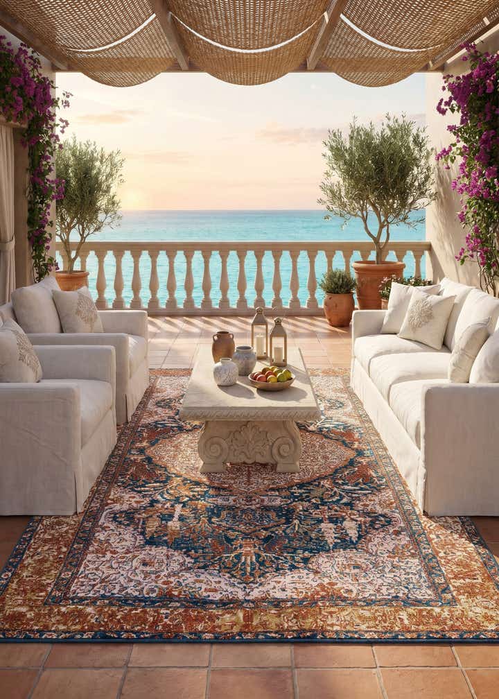 6' x 9' Easy-Clean Traditional Indoor / Outdoor Rug